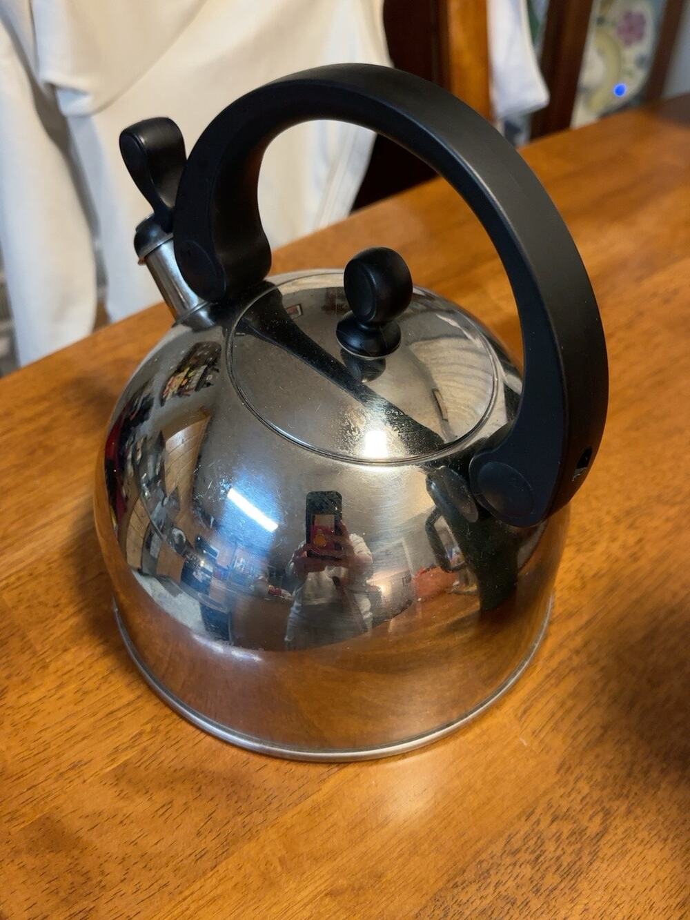 Farberware Stainless Steel Whistling Tea Kettle Black Handle Stovetop Teapot